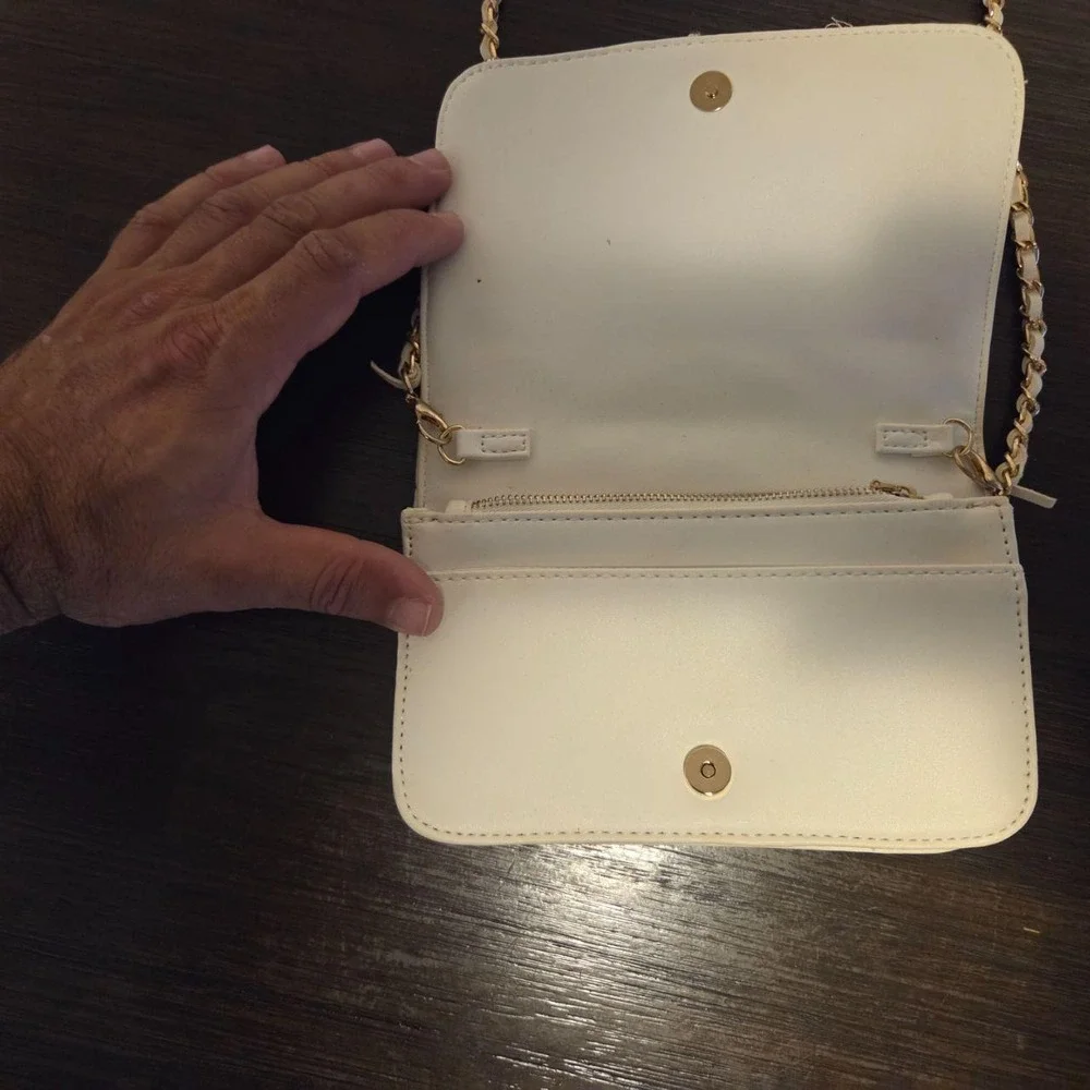 The Bebe Sophia Quilted Crossbody Bag in White